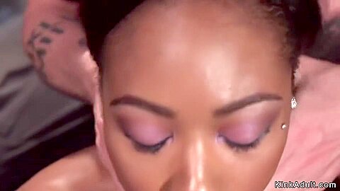Ebony Gets Spanked And Caned In Hogtie With Chanell Heart
