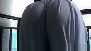 Erotic buttplay at the balcony