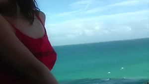 Erotic buttplay at the balcony