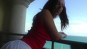 Erotic buttplay at the balcony
