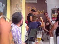 Euro slaves disgraced in wet dresses