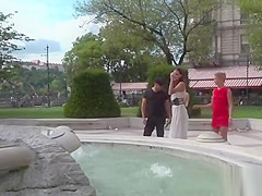 Euro slaves disgraced in wet dresses
