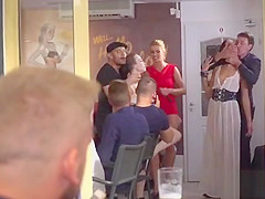 Euro slaves disgraced in wet dresses