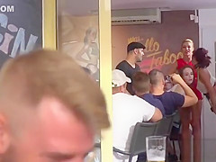Euro slaves disgraced in wet dresses