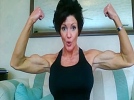 FBB Muscle Milf Stripping Down and Showing off her Huge Tits