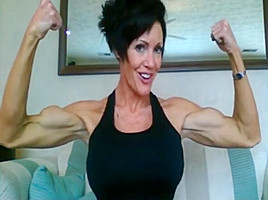 FBB Muscle Milf Stripping Down and Showing off her Huge Tits