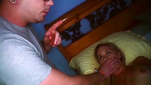 Family fun on the bed in the evening