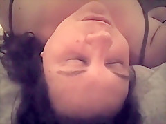 Fat whores face an tits while she talks dirty and cums for Step daddy