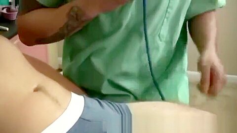Female doctor examining teen 18+ boy gay Connor was eager about observing the