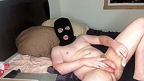Filled Condom, Cumslut Drinks from Used Rubber on Cam! CEI for Straight Guy