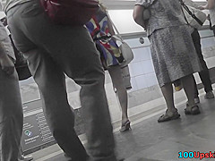 Flabby ass plumper filmed in sexy upskirt video