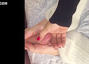 Footjob with cum on candy, foot fetish