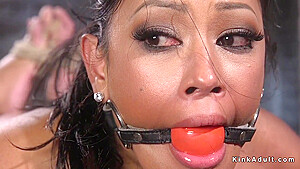 Gagged Brunette Drooling