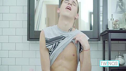 Gay Boy In Young Rainbow Boy William Washes His Big Dick In The Shower