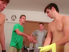 Gay orgy with student 18+ blowing fat dick