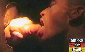 German amateur gay sucks gloryhole cock till facial