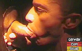 German amateur gay sucks gloryhole cock till facial