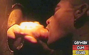 German amateur gay sucks gloryhole cock till facial