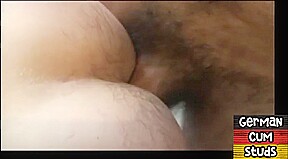 German stud barebacks gaydaddy in bathroom and gets facial