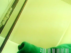 Girl caught by in bathroom
