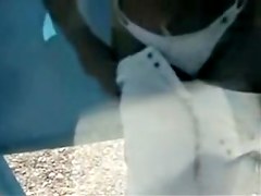 Girl changes her bikini bra and demonstrates nude tits