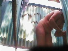 Girl in beach cabin showed tits and pussy hot views