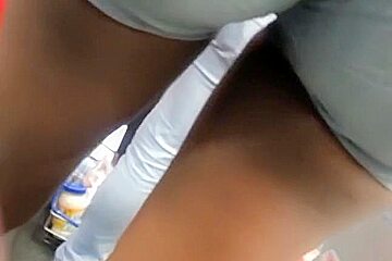 Girl in tight jeans shorts