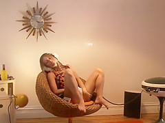 Girl masturbates and listens to music