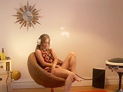 Girl masturbates and listens to music
