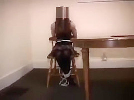 Girlfriend chairtied in pantyhose