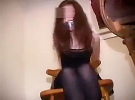 Girlfriend chairtied in pantyhose
