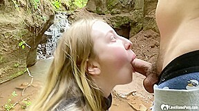 Girlfriend gets a facial in the woods