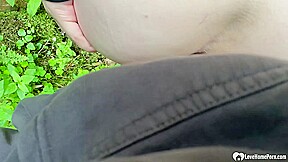 Girlfriend gets a facial in the woods