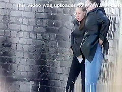 Girls peeing abandon place