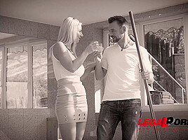 Glamour blonde Natalie Cherie ass fucked balls deep by pool boy's big cock GP546 - PornWorld