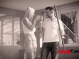 Glamour blonde Natalie Cherie ass fucked balls deep by pool boy's big cock GP546 - PornWorld