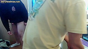 Gloryhole BJ DILF gets fucked in sling by chubby top