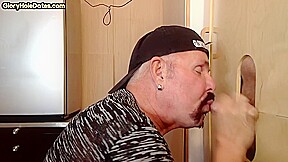 Gloryhole BJ loving gaydaddy sucks cock in amateur video