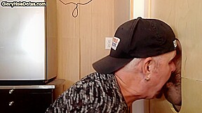 Gloryhole BJ loving gaydaddy sucks cock in amateur video
