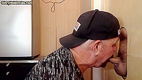 Gloryhole BJ loving gaydaddy sucks cock in amateur video