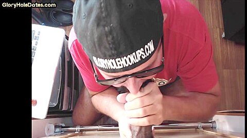Gloryhole amateur mature gay sucks Black BF at home