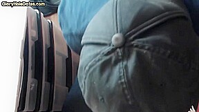 Gloryhole homemade DILF sucks cock in closeup at home