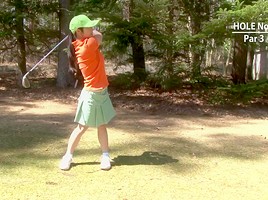 Golf whore gets teased and creamed by two guys