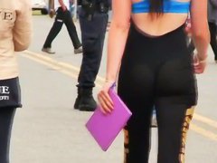 Gorgeous ass in tight clothing at the auto show