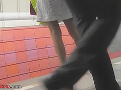 Great upskirt video exposes a skinny ass