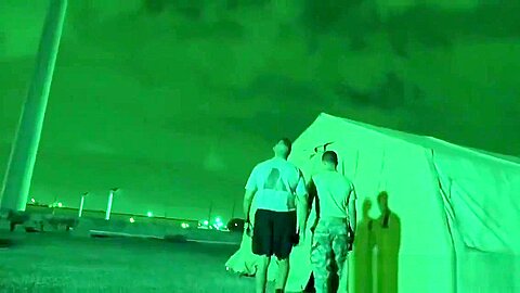 Group of military guys having an anal contest