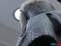 G-string on girl 's ass in real upskirt video