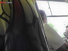 G-string upskirt shot of a chick in public transport