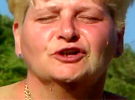 Guy Fucks Horny Old Blonde In Mud Outdoors