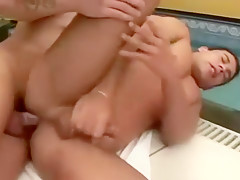 Guy gives anal and a bj by the pool